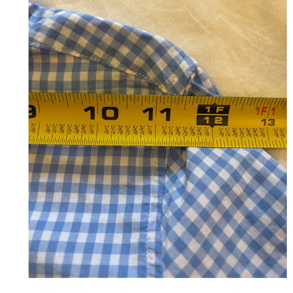 Ralph Lauren Kids Blue Gingham Cotton Button Down Shirt Size 5 Orange Pony